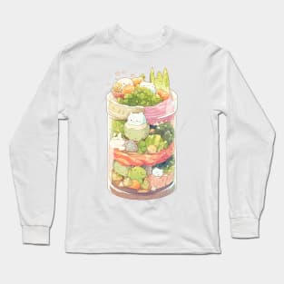 Foodiies Collection - Cucumber Avocado Salad Chillin With Grilled Salmon | Kawaii Aesthetic Anime Food Design | PROUD OTAKU Long Sleeve T-Shirt